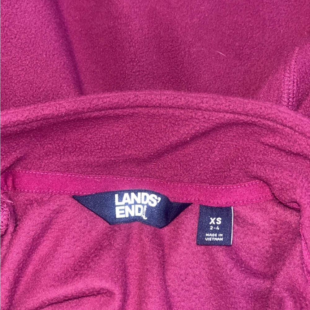 Land Ends fleece maroon quarter zip up jacket - Picture 3 of 3